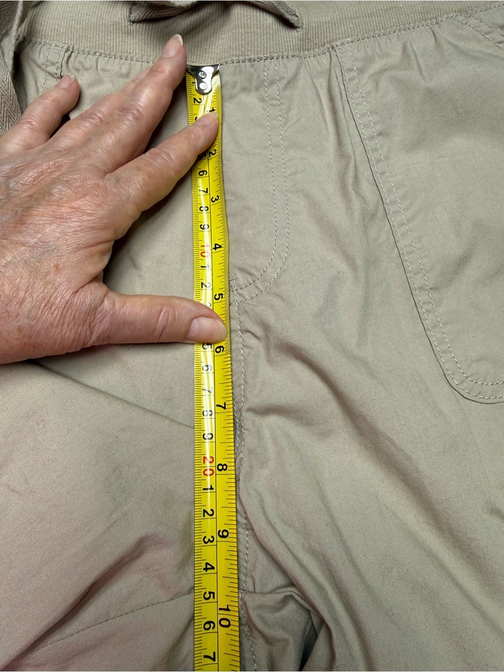 L Capri Easy Fit Through Hip/Thigh by St John’s Bay, Dark Khaki, Pockets Pull On - Picture 9 of 14